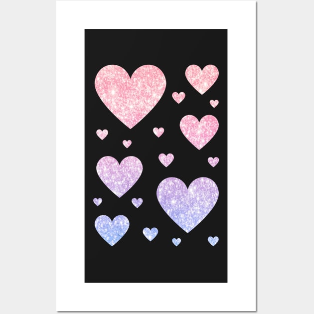 Pastel Pink and Purple Ombre Faux Glitter Hearts Wall Art by Felicity-K